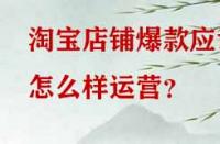 淘寶店鋪爆款應該怎么樣運營？