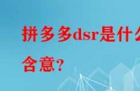 拼多多dsr是什么含意？