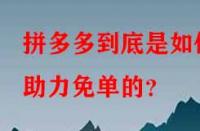 拼多多到底是如何助力免單的？