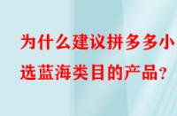 為什么建議拼多多小白選藍(lán)海類目的產(chǎn)品？