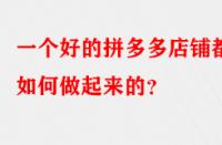 一個(gè)好的拼多多店鋪都是如何做起來(lái)的？