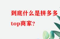 到底什么是拼多多top商家？